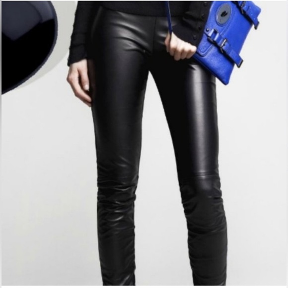 DANIER Sz 14 Mixed  Media Straight Leg High Rise Leather and Fabric Zipper Pants - Picture 12 of 12